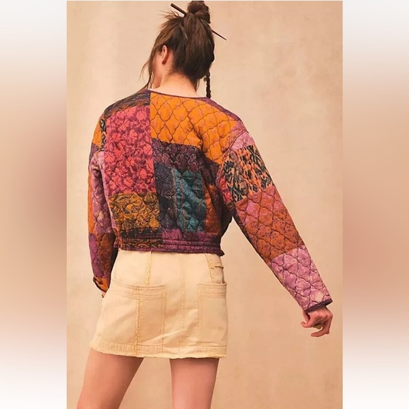 Free People Peggy Quilted Jacket Size Large Trendy Boho Bohemian Hippie - Picture 4 of 12